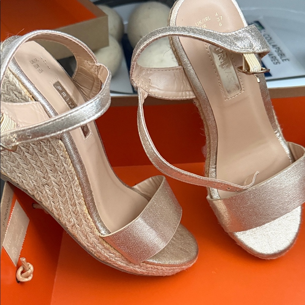 Primark Shimmering Gold Wedge Sandals